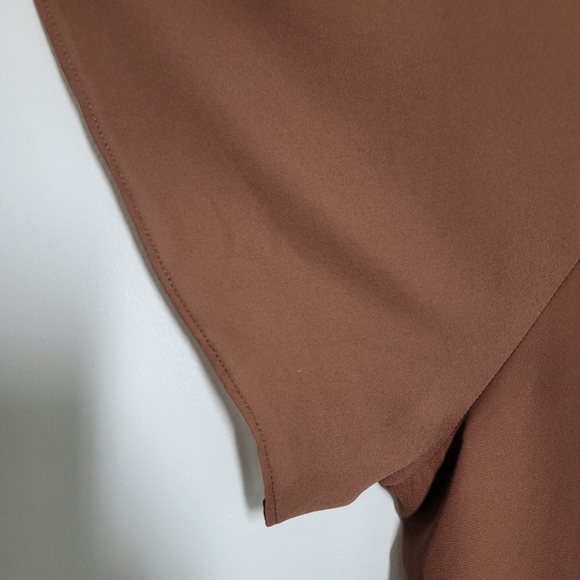 V-Neck Dress Blouse Brown 5X - Picture 6 of 7